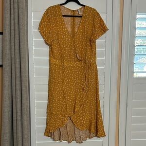 Xhilaration Yellow Floral High Low Dress